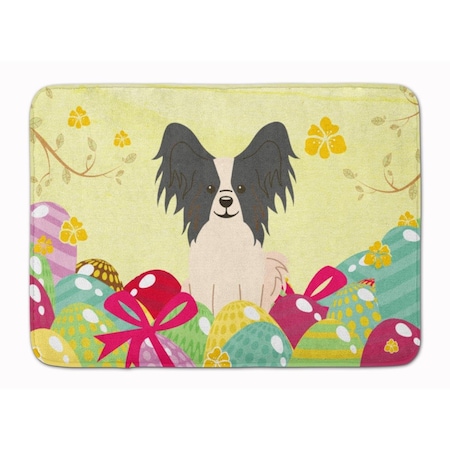 Carolines Treasures Easter Eggs Papillon Black & White Machine Washable Memory Foam Mat BB6076RUG